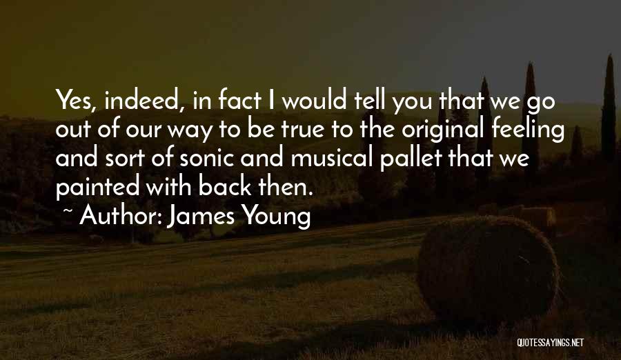 James Young Quotes: Yes, Indeed, In Fact I Would Tell You That We Go Out Of Our Way To Be True To The