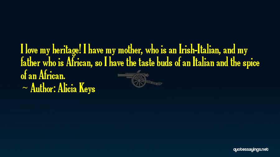 Alicia Keys Quotes: I Love My Heritage! I Have My Mother, Who Is An Irish-italian, And My Father Who Is African, So I