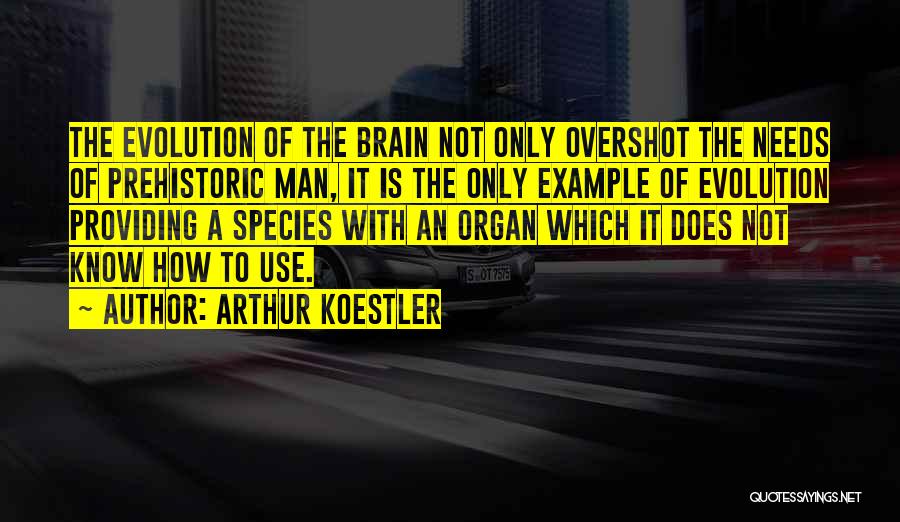 Arthur Koestler Quotes: The Evolution Of The Brain Not Only Overshot The Needs Of Prehistoric Man, It Is The Only Example Of Evolution