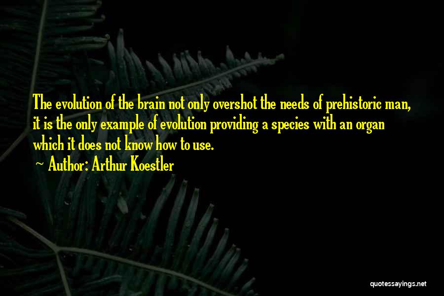 Arthur Koestler Quotes: The Evolution Of The Brain Not Only Overshot The Needs Of Prehistoric Man, It Is The Only Example Of Evolution