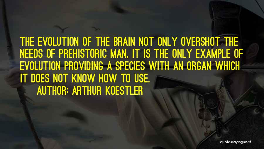 Arthur Koestler Quotes: The Evolution Of The Brain Not Only Overshot The Needs Of Prehistoric Man, It Is The Only Example Of Evolution