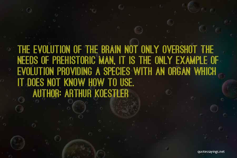 Arthur Koestler Quotes: The Evolution Of The Brain Not Only Overshot The Needs Of Prehistoric Man, It Is The Only Example Of Evolution