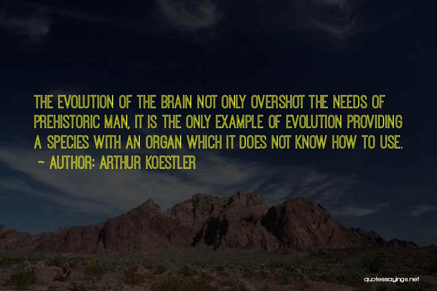 Arthur Koestler Quotes: The Evolution Of The Brain Not Only Overshot The Needs Of Prehistoric Man, It Is The Only Example Of Evolution