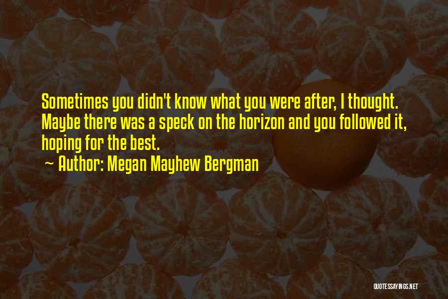 Megan Mayhew Bergman Quotes: Sometimes You Didn't Know What You Were After, I Thought. Maybe There Was A Speck On The Horizon And You