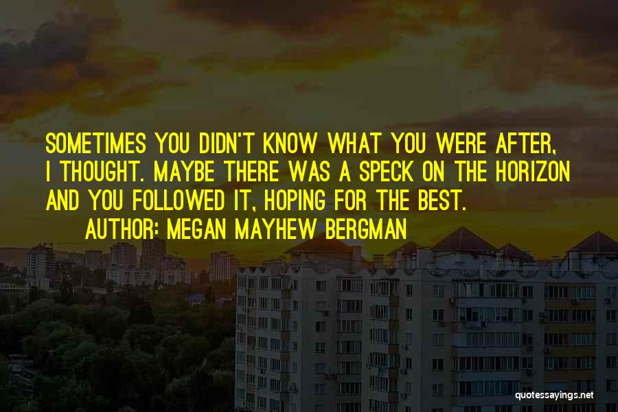 Megan Mayhew Bergman Quotes: Sometimes You Didn't Know What You Were After, I Thought. Maybe There Was A Speck On The Horizon And You