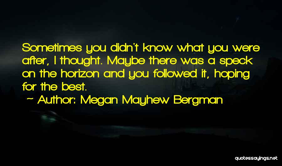 Megan Mayhew Bergman Quotes: Sometimes You Didn't Know What You Were After, I Thought. Maybe There Was A Speck On The Horizon And You