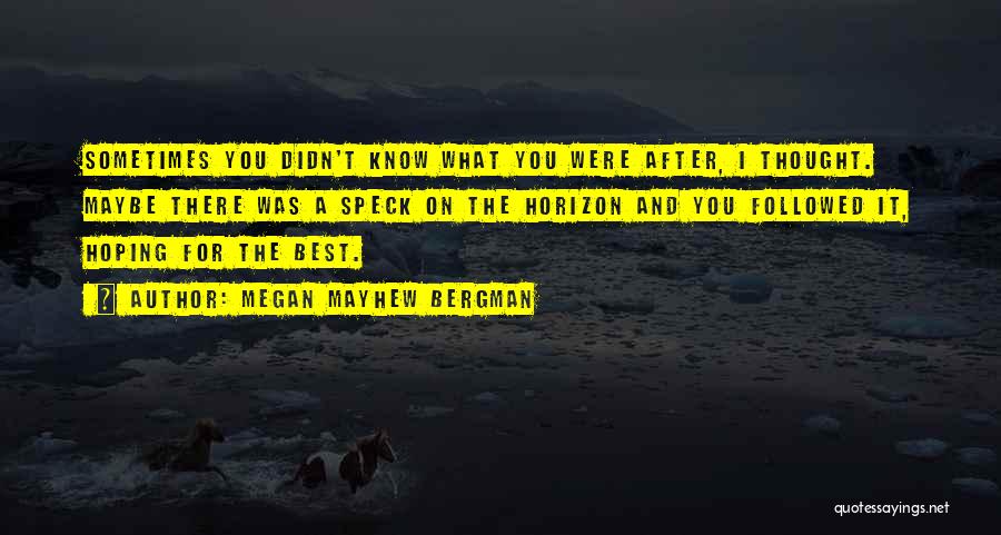 Megan Mayhew Bergman Quotes: Sometimes You Didn't Know What You Were After, I Thought. Maybe There Was A Speck On The Horizon And You