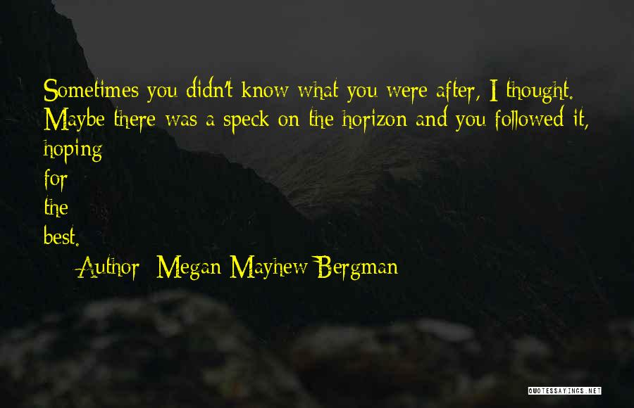 Megan Mayhew Bergman Quotes: Sometimes You Didn't Know What You Were After, I Thought. Maybe There Was A Speck On The Horizon And You