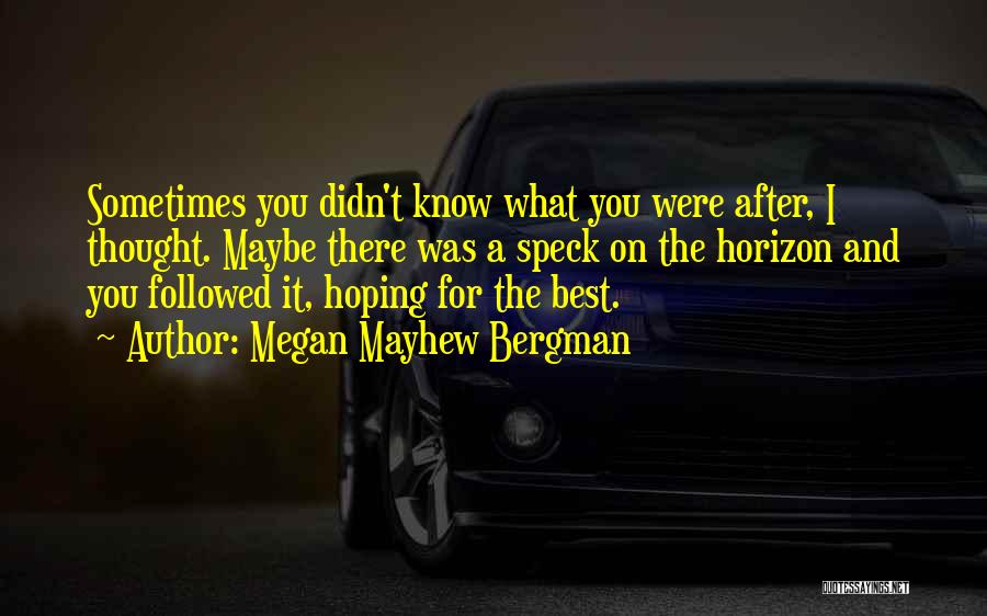 Megan Mayhew Bergman Quotes: Sometimes You Didn't Know What You Were After, I Thought. Maybe There Was A Speck On The Horizon And You