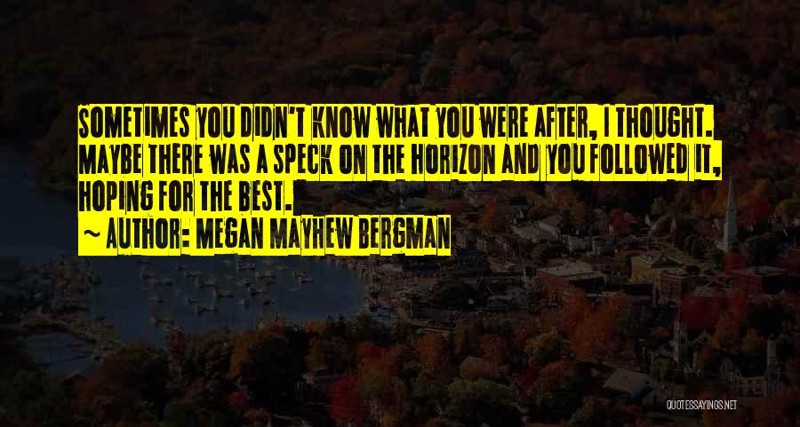 Megan Mayhew Bergman Quotes: Sometimes You Didn't Know What You Were After, I Thought. Maybe There Was A Speck On The Horizon And You