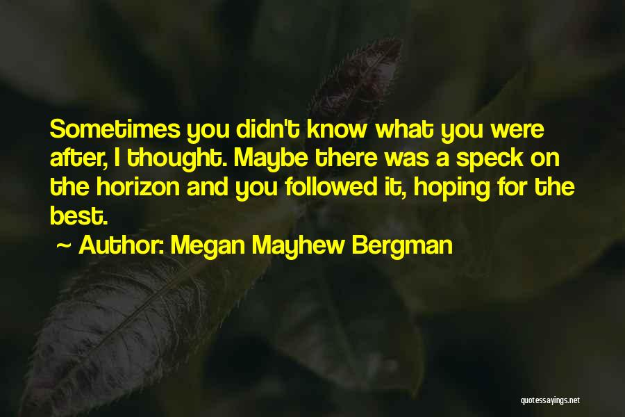 Megan Mayhew Bergman Quotes: Sometimes You Didn't Know What You Were After, I Thought. Maybe There Was A Speck On The Horizon And You