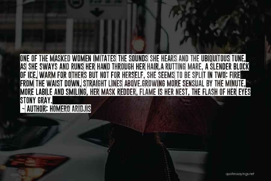 Homero Aridjis Quotes: One Of The Masked Women Imitates The Sounds She Hears And The Ubiquitous Tune, As She Sways And Runs Her