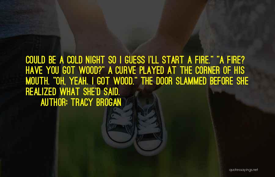 Tracy Brogan Quotes: Could Be A Cold Night So I Guess I'll Start A Fire. A Fire? Have You Got Wood? A Curve