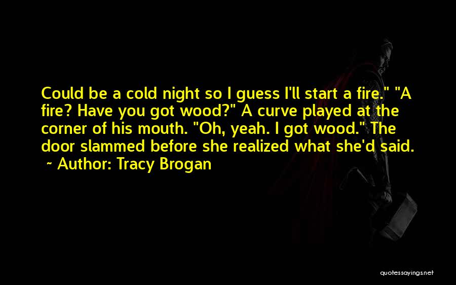 Tracy Brogan Quotes: Could Be A Cold Night So I Guess I'll Start A Fire. A Fire? Have You Got Wood? A Curve