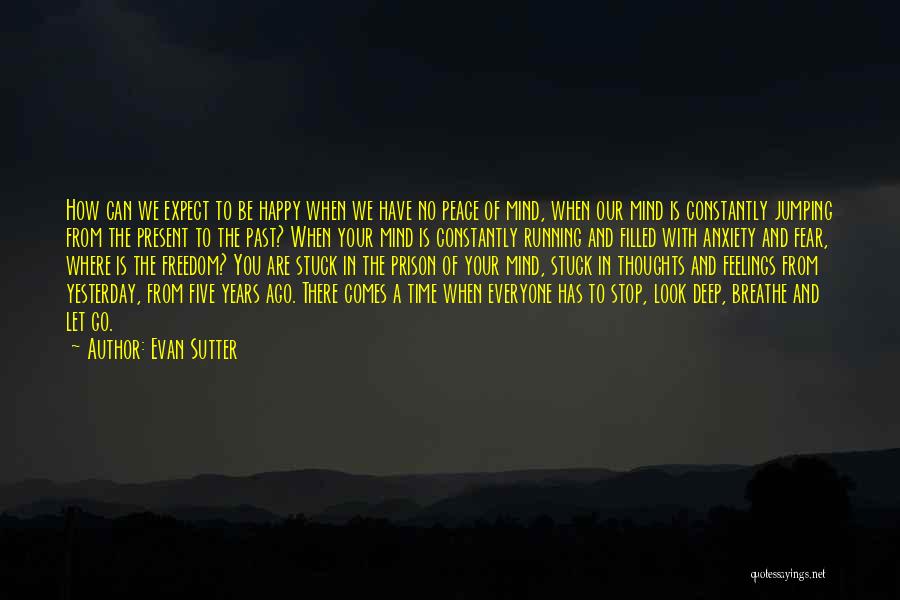 Evan Sutter Quotes: How Can We Expect To Be Happy When We Have No Peace Of Mind, When Our Mind Is Constantly Jumping