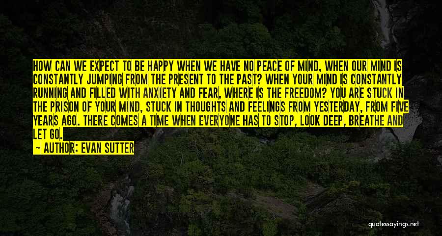 Evan Sutter Quotes: How Can We Expect To Be Happy When We Have No Peace Of Mind, When Our Mind Is Constantly Jumping