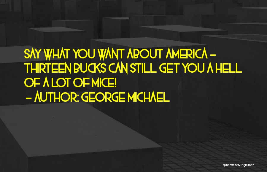George Michael Quotes: Say What You Want About America - Thirteen Bucks Can Still Get You A Hell Of A Lot Of Mice!