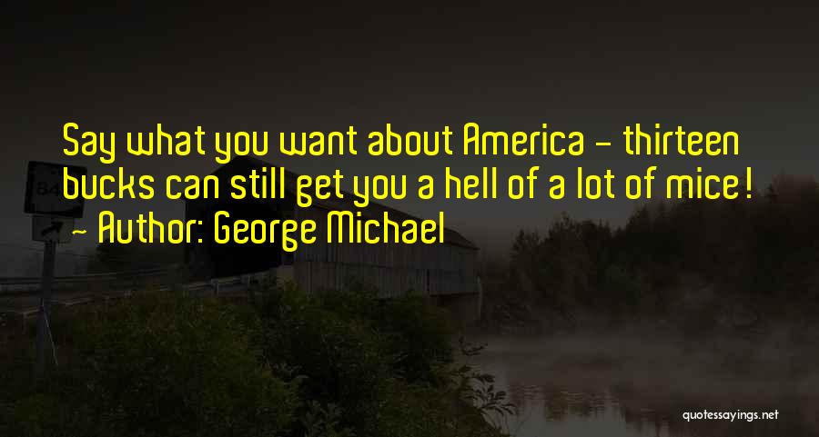 George Michael Quotes: Say What You Want About America - Thirteen Bucks Can Still Get You A Hell Of A Lot Of Mice!
