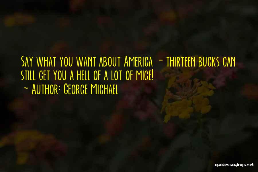 George Michael Quotes: Say What You Want About America - Thirteen Bucks Can Still Get You A Hell Of A Lot Of Mice!