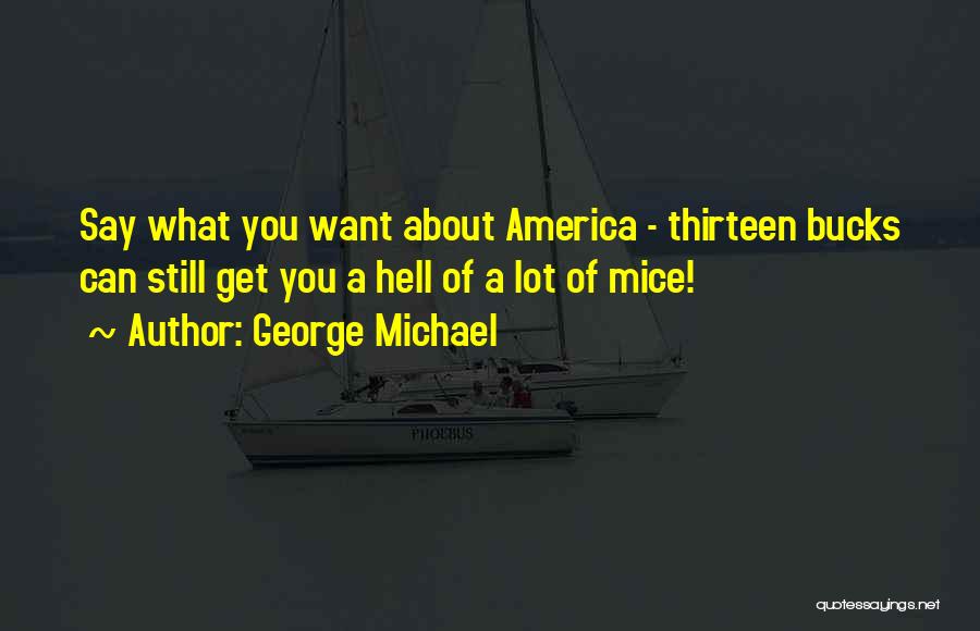 George Michael Quotes: Say What You Want About America - Thirteen Bucks Can Still Get You A Hell Of A Lot Of Mice!