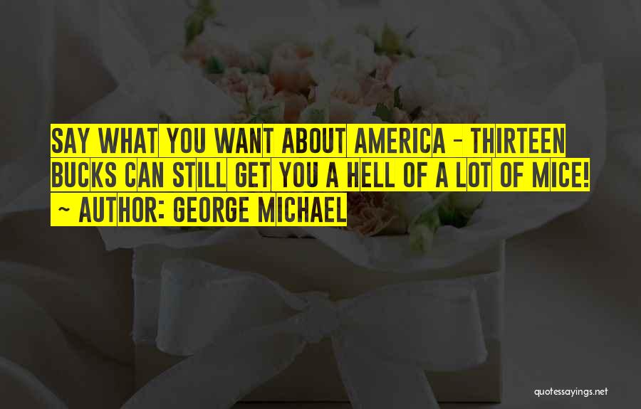 George Michael Quotes: Say What You Want About America - Thirteen Bucks Can Still Get You A Hell Of A Lot Of Mice!