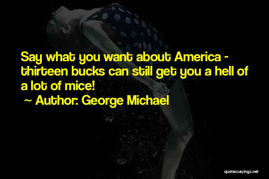 George Michael Quotes: Say What You Want About America - Thirteen Bucks Can Still Get You A Hell Of A Lot Of Mice!