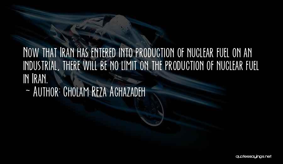 Gholam Reza Aghazadeh Quotes: Now That Iran Has Entered Into Production Of Nuclear Fuel On An Industrial, There Will Be No Limit On The