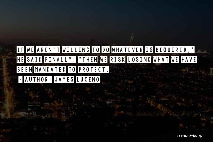 James Luceno Quotes: If We Aren't Willing To Do Whatever Is Required, He Said Finally, Then We Risk Losing What We Have Been