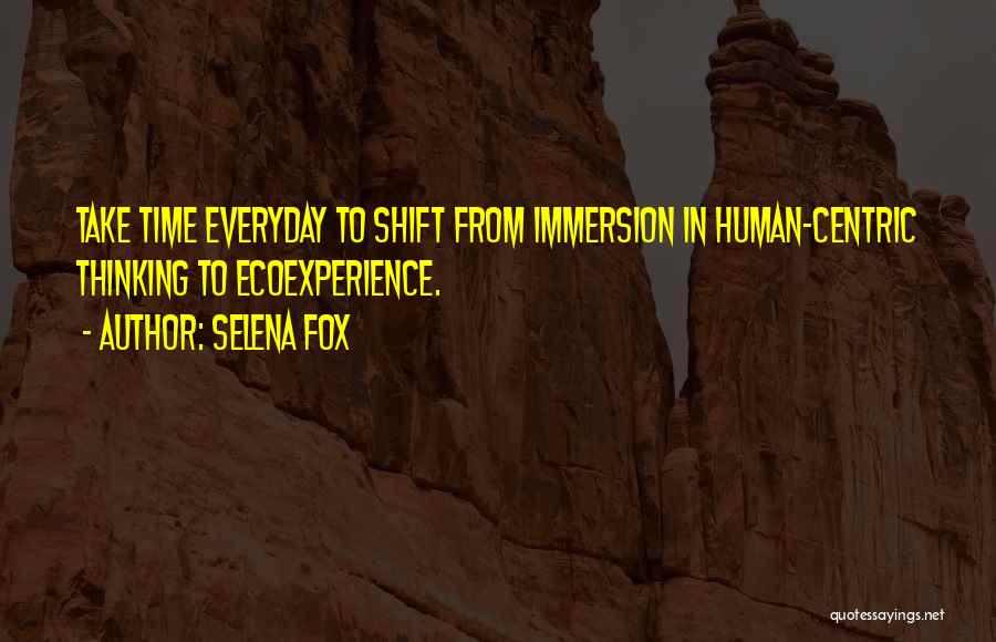 Selena Fox Quotes: Take Time Everyday To Shift From Immersion In Human-centric Thinking To Ecoexperience.