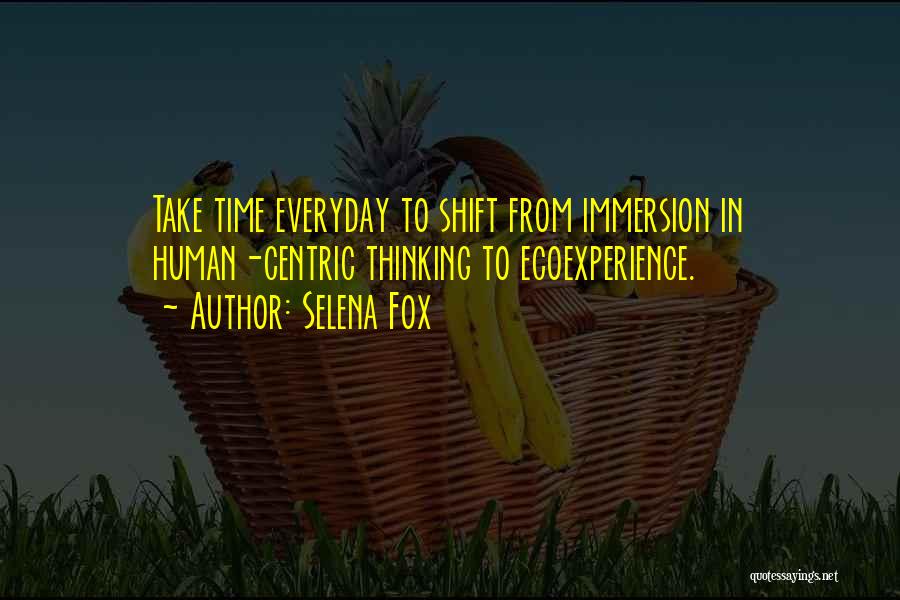 Selena Fox Quotes: Take Time Everyday To Shift From Immersion In Human-centric Thinking To Ecoexperience.