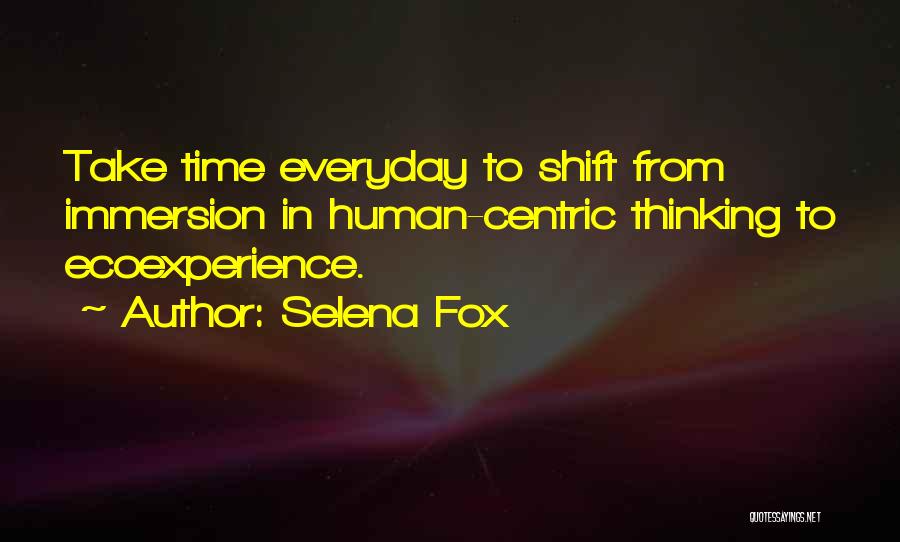 Selena Fox Quotes: Take Time Everyday To Shift From Immersion In Human-centric Thinking To Ecoexperience.