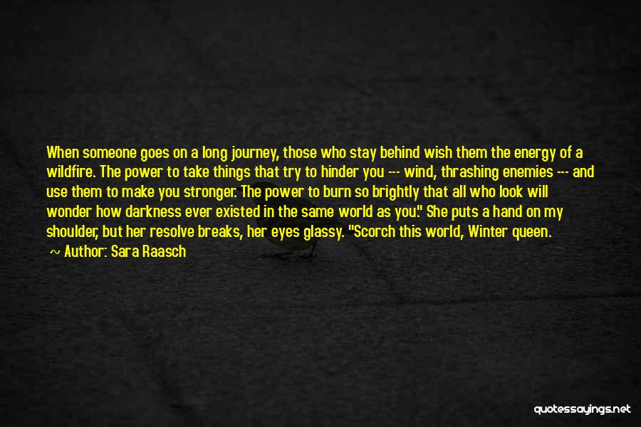 Sara Raasch Quotes: When Someone Goes On A Long Journey, Those Who Stay Behind Wish Them The Energy Of A Wildfire. The Power