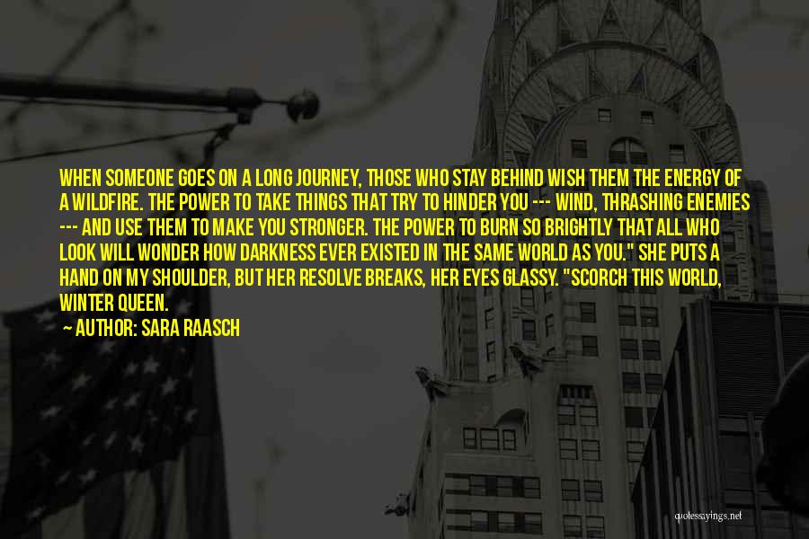 Sara Raasch Quotes: When Someone Goes On A Long Journey, Those Who Stay Behind Wish Them The Energy Of A Wildfire. The Power