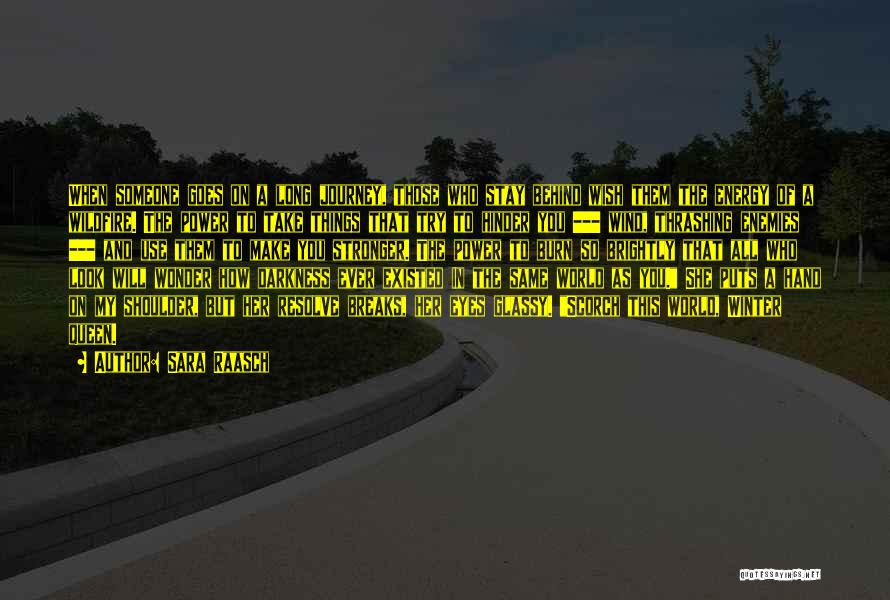 Sara Raasch Quotes: When Someone Goes On A Long Journey, Those Who Stay Behind Wish Them The Energy Of A Wildfire. The Power