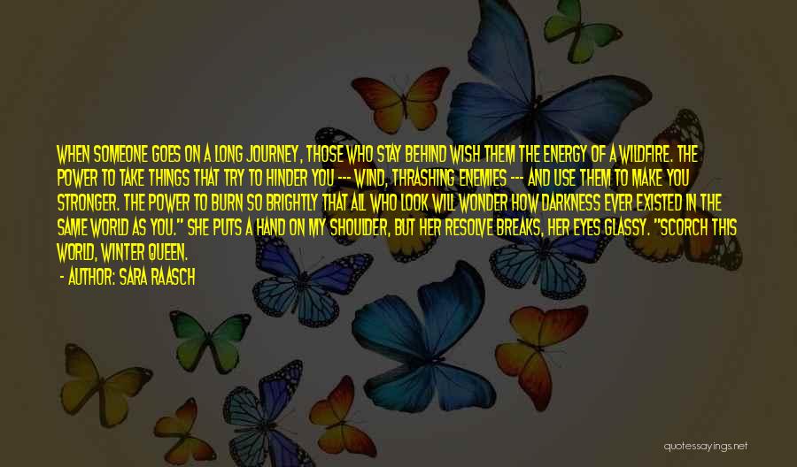 Sara Raasch Quotes: When Someone Goes On A Long Journey, Those Who Stay Behind Wish Them The Energy Of A Wildfire. The Power