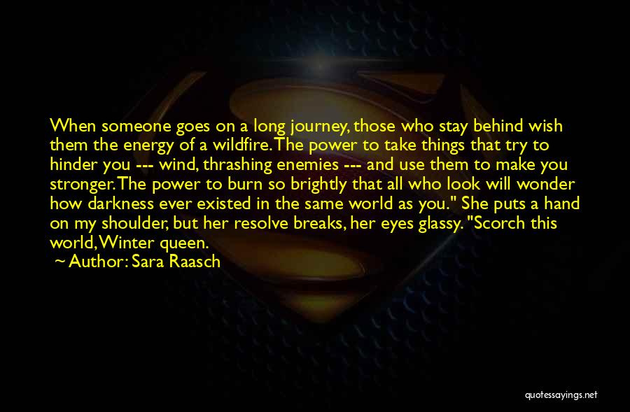 Sara Raasch Quotes: When Someone Goes On A Long Journey, Those Who Stay Behind Wish Them The Energy Of A Wildfire. The Power