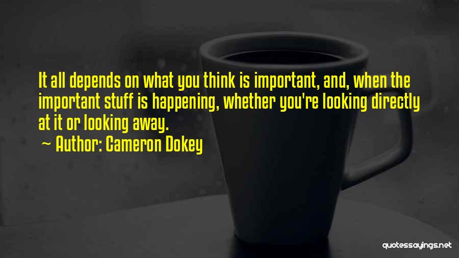 Cameron Dokey Quotes: It All Depends On What You Think Is Important, And, When The Important Stuff Is Happening, Whether You're Looking Directly