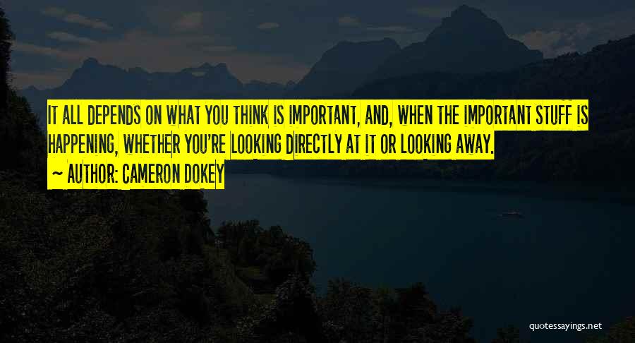 Cameron Dokey Quotes: It All Depends On What You Think Is Important, And, When The Important Stuff Is Happening, Whether You're Looking Directly