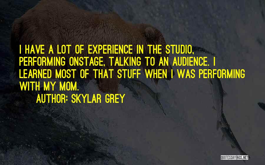 Skylar Grey Quotes: I Have A Lot Of Experience In The Studio, Performing Onstage, Talking To An Audience. I Learned Most Of That