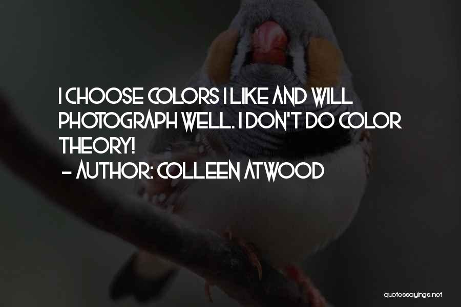 Colleen Atwood Quotes: I Choose Colors I Like And Will Photograph Well. I Don't Do Color Theory!