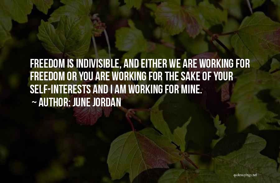 June Jordan Quotes: Freedom Is Indivisible, And Either We Are Working For Freedom Or You Are Working For The Sake Of Your Self-interests