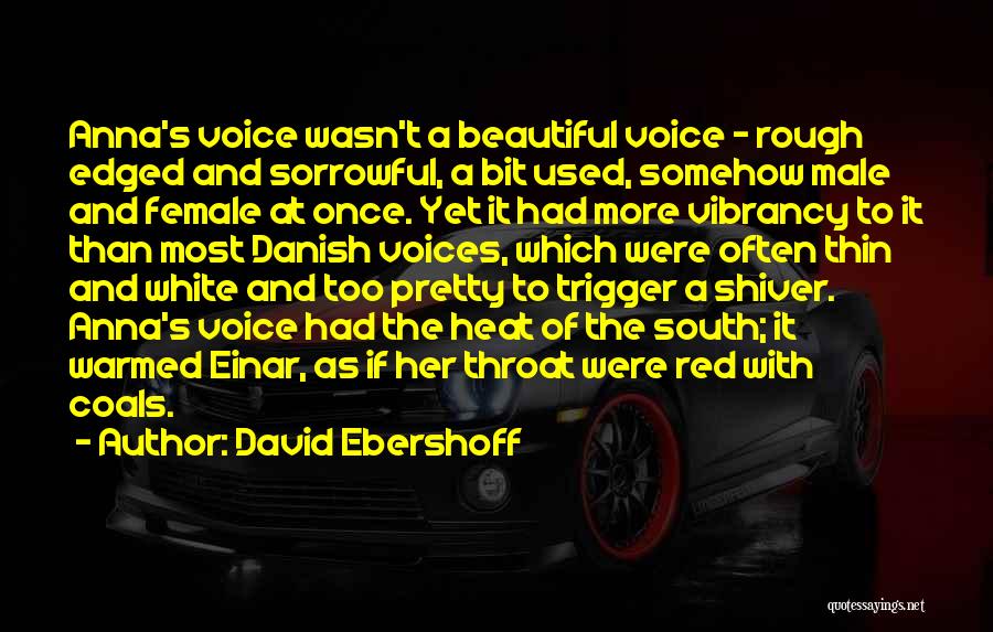 David Ebershoff Quotes: Anna's Voice Wasn't A Beautiful Voice - Rough Edged And Sorrowful, A Bit Used, Somehow Male And Female At Once.