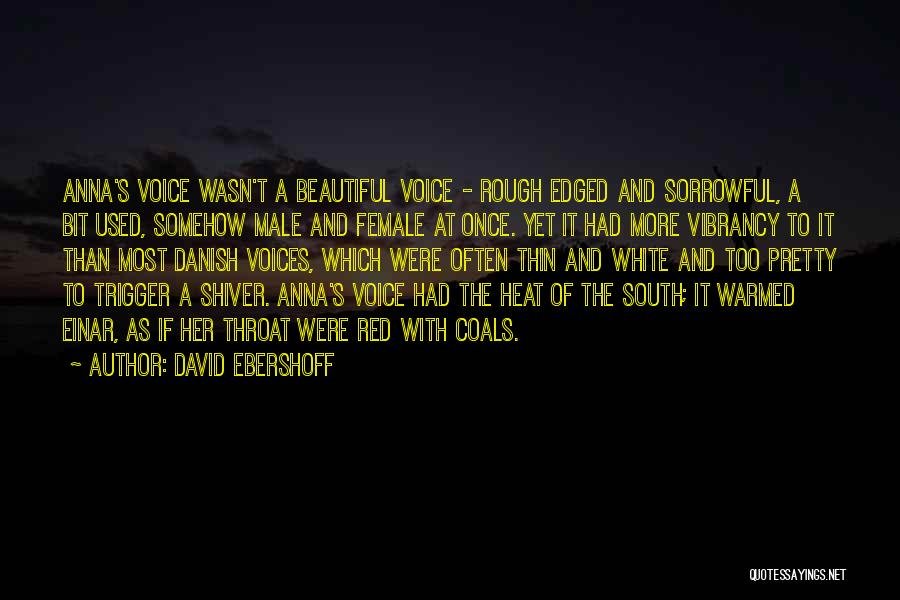 David Ebershoff Quotes: Anna's Voice Wasn't A Beautiful Voice - Rough Edged And Sorrowful, A Bit Used, Somehow Male And Female At Once.