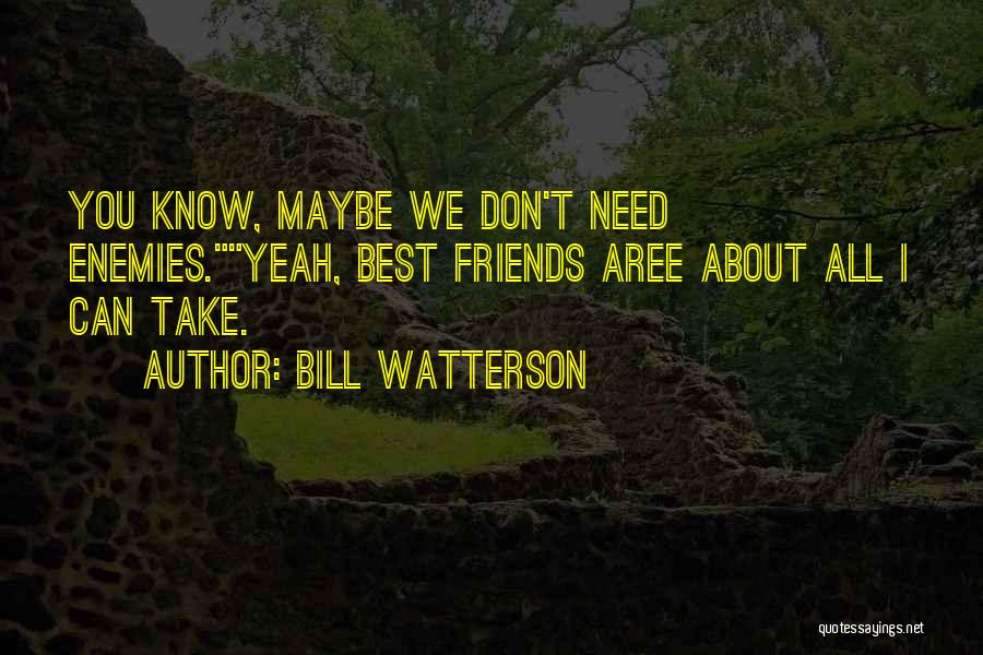 Bill Watterson Quotes: You Know, Maybe We Don't Need Enemies.yeah, Best Friends Aree About All I Can Take.