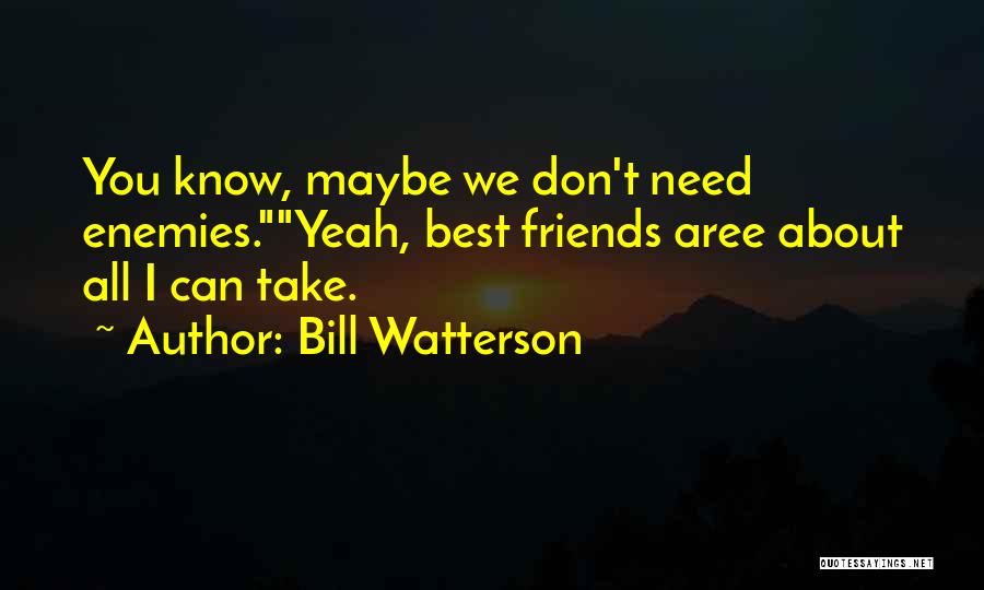 Bill Watterson Quotes: You Know, Maybe We Don't Need Enemies.yeah, Best Friends Aree About All I Can Take.