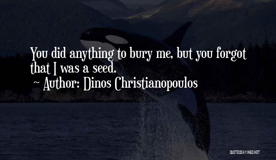 Dinos Christianopoulos Quotes: You Did Anything To Bury Me, But You Forgot That I Was A Seed.