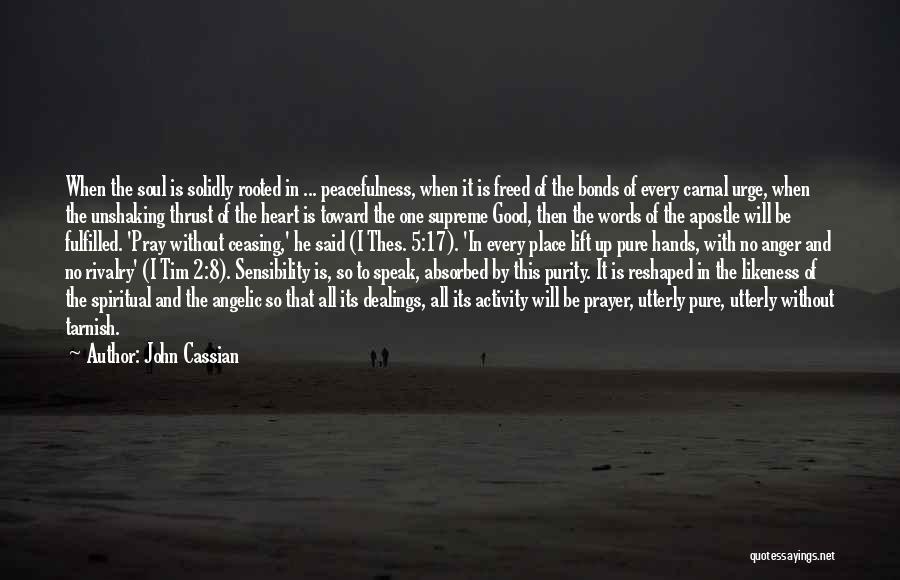 John Cassian Quotes: When The Soul Is Solidly Rooted In ... Peacefulness, When It Is Freed Of The Bonds Of Every Carnal Urge,