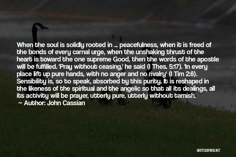 John Cassian Quotes: When The Soul Is Solidly Rooted In ... Peacefulness, When It Is Freed Of The Bonds Of Every Carnal Urge,