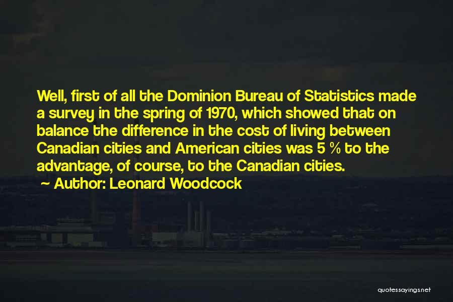Leonard Woodcock Quotes: Well, First Of All The Dominion Bureau Of Statistics Made A Survey In The Spring Of 1970, Which Showed That
