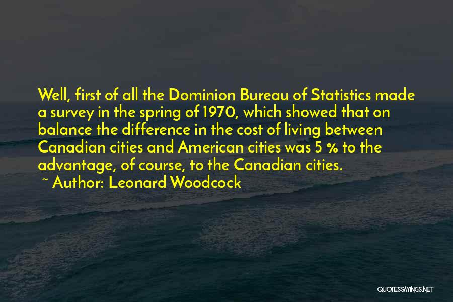 Leonard Woodcock Quotes: Well, First Of All The Dominion Bureau Of Statistics Made A Survey In The Spring Of 1970, Which Showed That